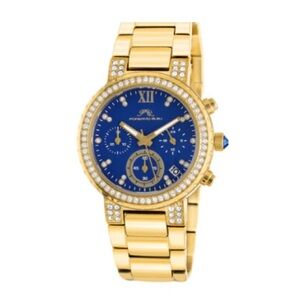 Porsamo Bleu Pilar luxury chronograph stainless steel watch, gold, blue 502BPIS